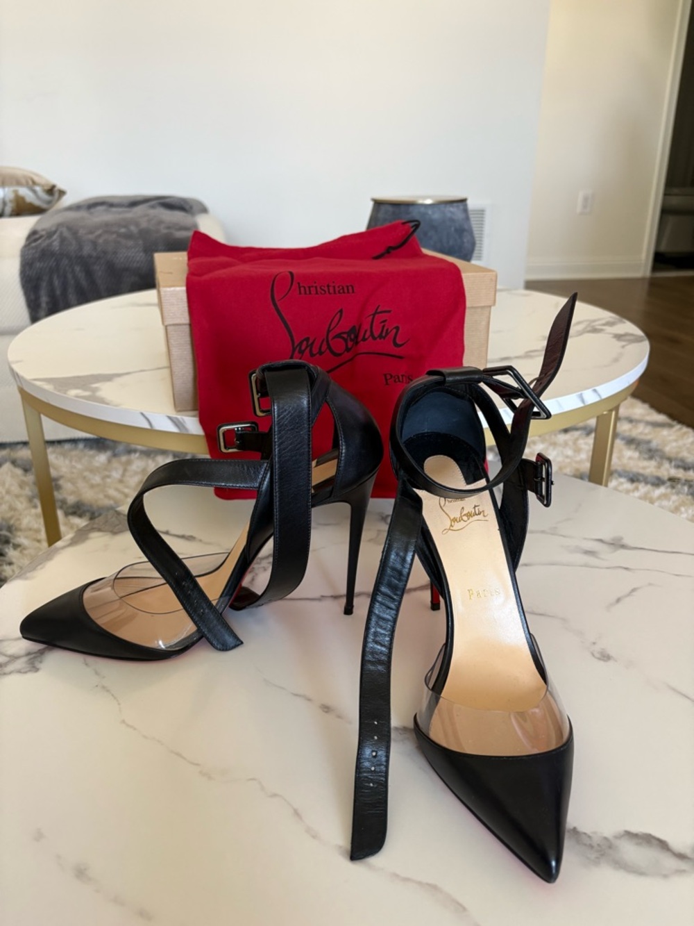 Christian Louboutin Black Leather Slingback Pumps with Red Sole With Box - Picture 6 of 11